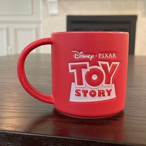 Disney Pixar Toy Story Red Mug Excellent Condition w Woody and Buzz Silhouettes